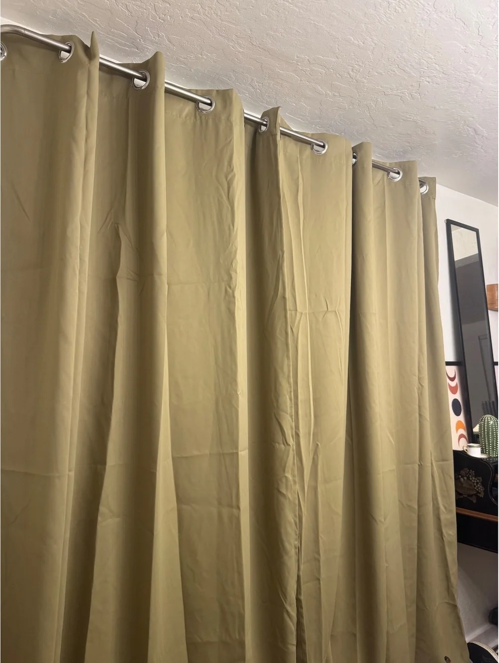 IKEA HILLEBORG Olive Green Grommet Curtains 57x98 Set of 4 Panels